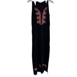 Madewell Black Embellished Halter Maxi Sundress 6